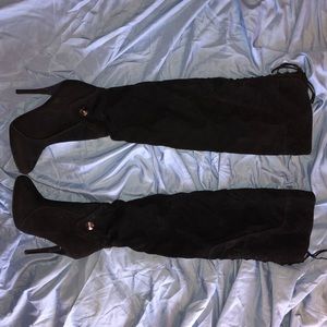 Black thigh high boots